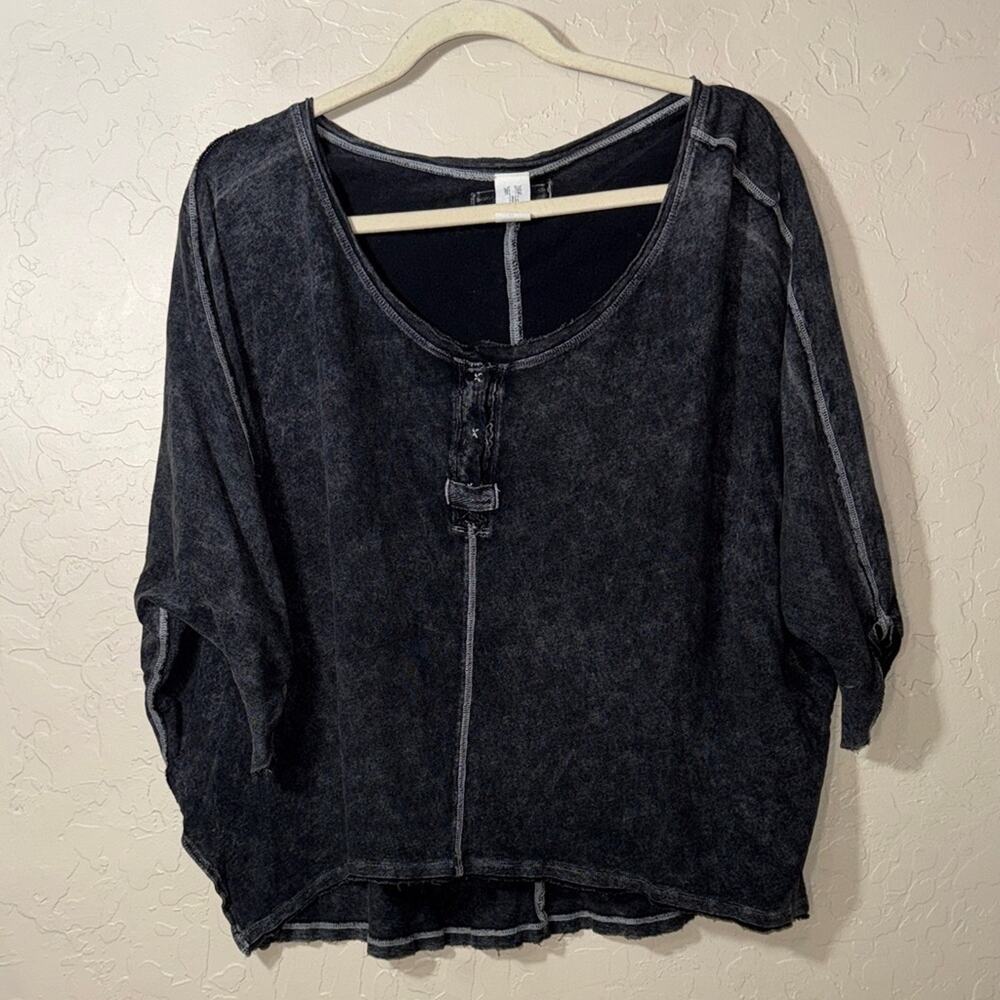 we the free free people fist Base oversized Henley Top gray size small - Picture 2 of 8